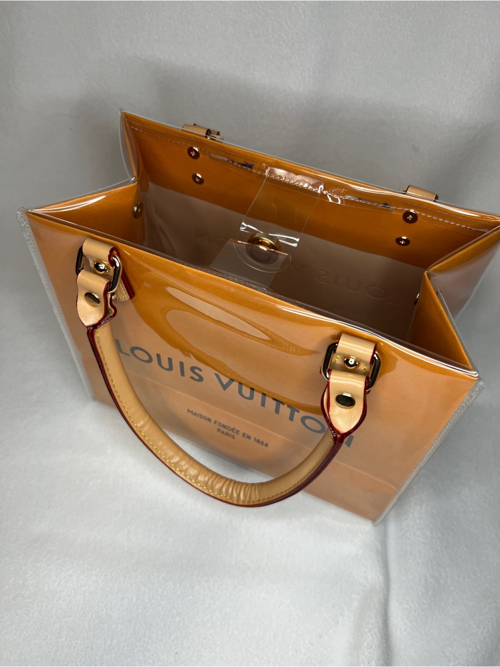 Upcycled Authentic Louis Vuitton shopper bag tote encased in PVC top handles - Picture 7 of 10